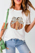 Festive Pumpkin Bow Graphic Crew Neck Shirt