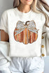 Festive Pumpkin Bow Graphic Crew Neck Shirt