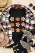 Festive Pumpkin Floral Graphic Print Short Sleeve Tee