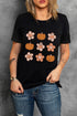 Festive Pumpkin Floral Graphic Print Short Sleeve Tee