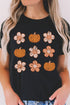Festive Pumpkin Floral Graphic Print Short Sleeve Tee