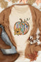 Festive Pumpkin Floral Graphic Print Tee Shirt