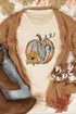 Festive Pumpkin Floral Graphic Print Tee Shirt