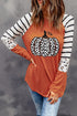 Festive Pumpkin Graphic Leopard Print Long Sleeve Tee