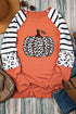 Festive Pumpkin Graphic Leopard Print Long Sleeve Tee