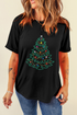 Festive Rhinestone Tree Graphic Short Sleeve Tee