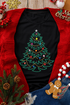 Festive Rhinestone Tree Graphic Short Sleeve Tee