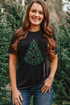 Festive Rhinestone Tree Graphic Short Sleeve Tee