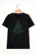 Festive Rhinestone Tree Graphic Short Sleeve Tee