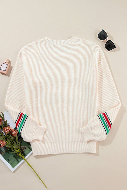 Festive Script Graphic Crew Neck Pullover Sweater