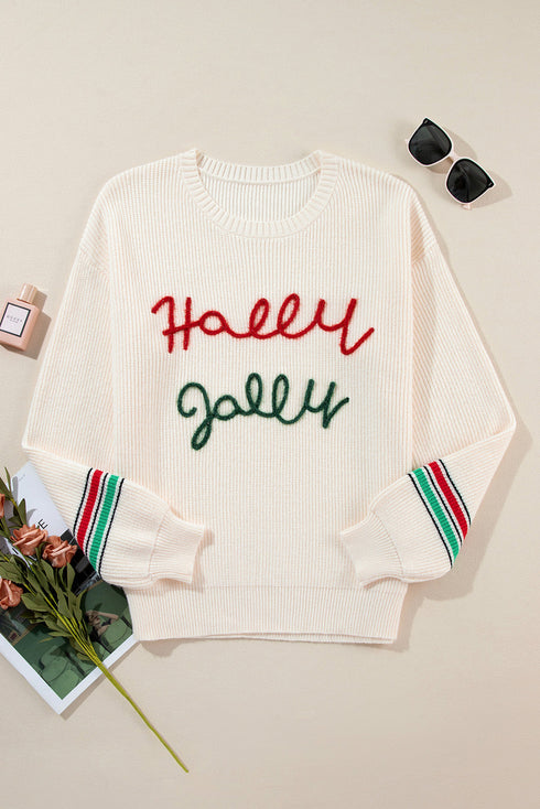 Festive Script Graphic Crew Neck Pullover Sweater