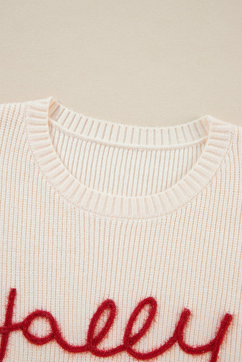 Festive Script Graphic Crew Neck Pullover Sweater
