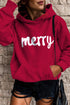 Festive Script Graphic Soft Knit Pullover Hoodie