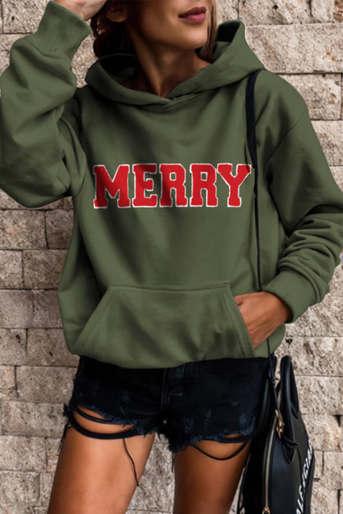 Festive Script Graphic Soft Knit Pullover Hoodie