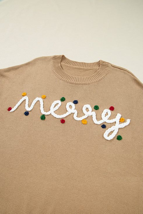 Festive Script Light Bulb Accent Crew Neck Sweater