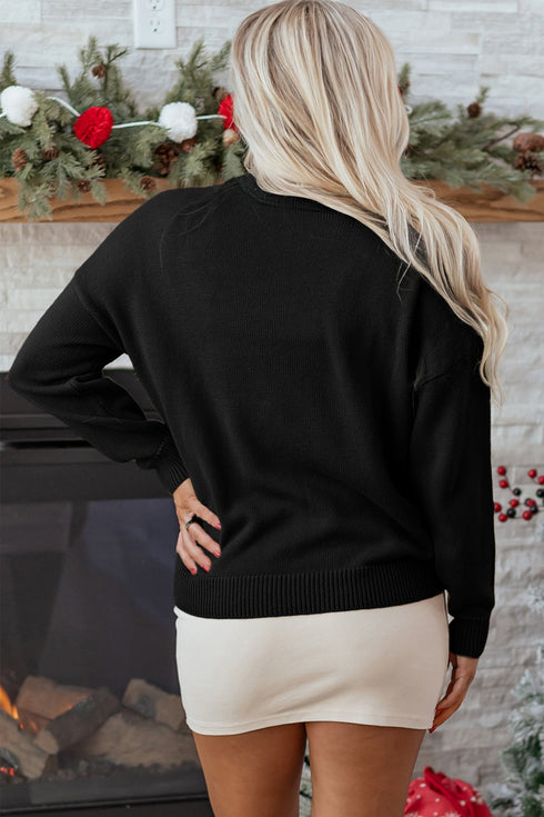 Festive Script Light Bulb Accent Crew Neck Sweater