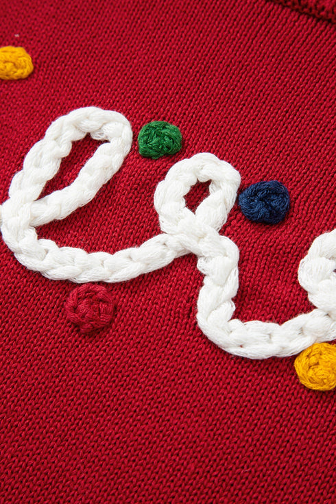 Festive Script Light Bulb Accent Crew Neck Sweater