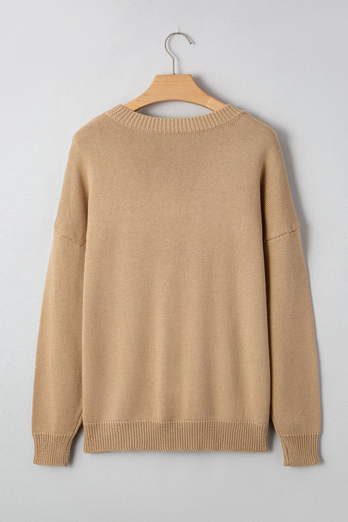 Festive Script Light Bulb Accent Crew Neck Sweater