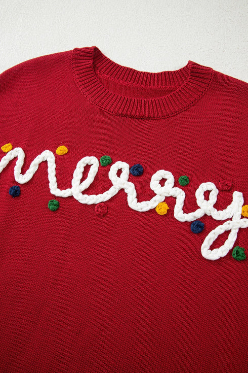 Festive Script Light Bulb Accent Crew Neck Sweater