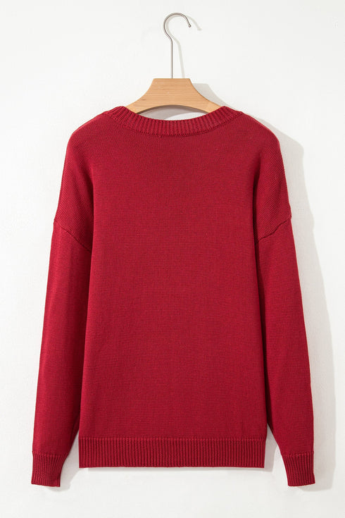Festive Script Light Bulb Accent Crew Neck Sweater
