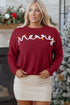 Festive Script Light Bulb Accent Crew Neck Sweater