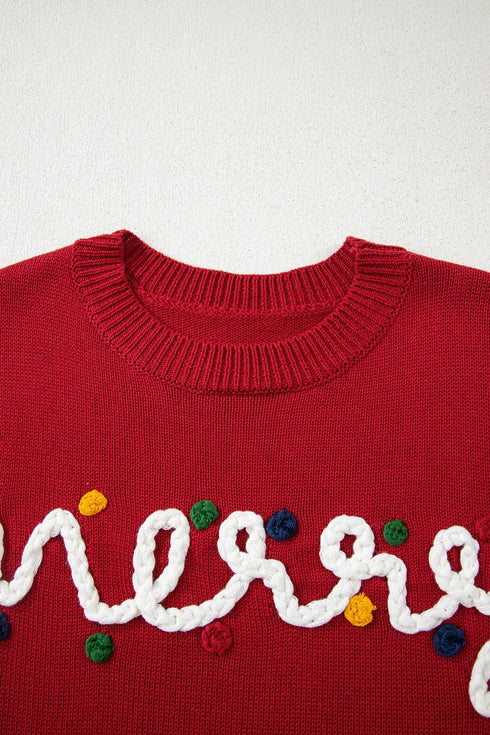 Festive Script Light Bulb Accent Crew Neck Sweater
