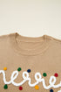 Festive Script Light Bulb Accent Crew Neck Sweater