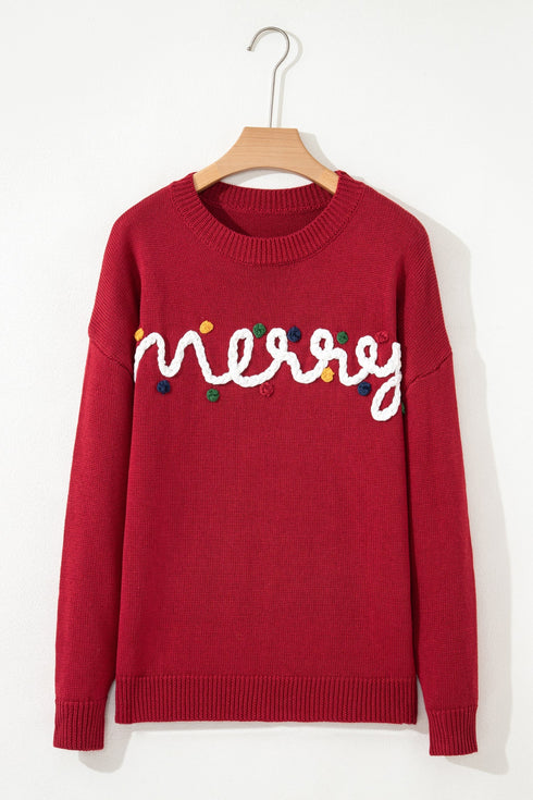 Festive Script Light Bulb Accent Crew Neck Sweater