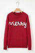 Festive Script Light Bulb Accent Crew Neck Sweater