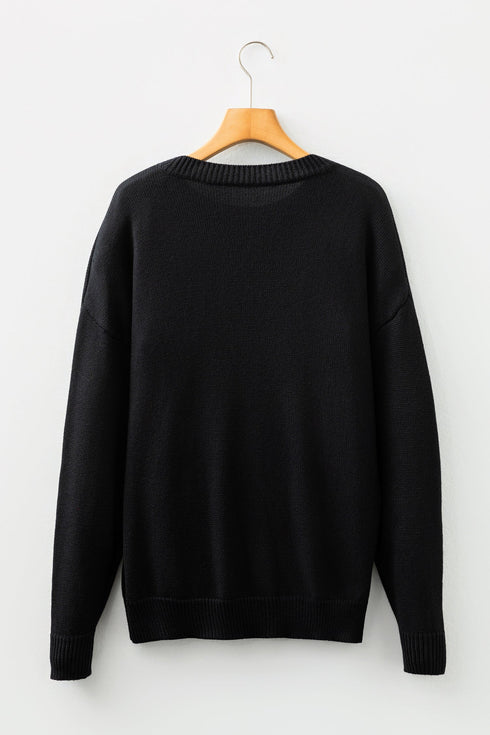 Festive Script Light Bulb Accent Crew Neck Sweater