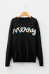 Festive Script Light Bulb Accent Crew Neck Sweater
