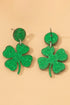 Festive Sequin Covered Shamrock Shape Stud Earrings