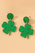Festive Sequin Covered Shamrock Shape Stud Earrings