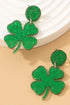 Festive Sequin Covered Shamrock Shape Stud Earrings
