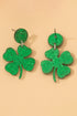 Festive Sequin Covered Shamrock Shape Stud Earrings