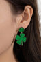 Festive Sequin Covered Shamrock Shape Stud Earrings