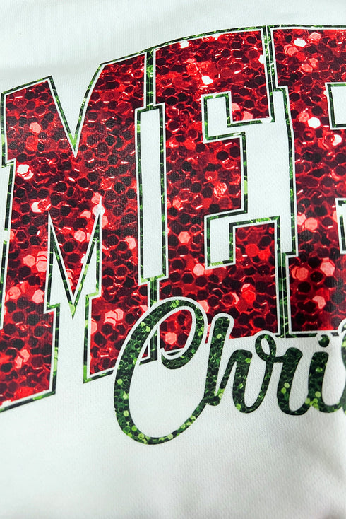 Festive Sequin Graphic Crew Neck Holiday Sweatshirt