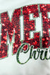 Festive Sequin Graphic Crew Neck Holiday Sweatshirt