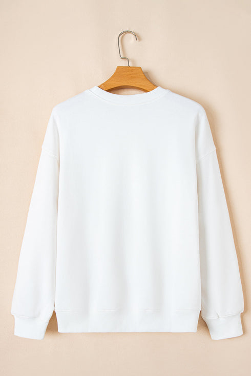 Festive Sequin Graphic Crew Neck Holiday Sweatshirt