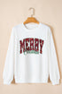 Festive Sequin Graphic Crew Neck Holiday Sweatshirt
