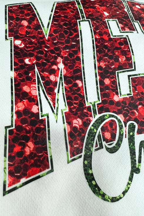 Festive Sequin Graphic Crew Neck Holiday Sweatshirt