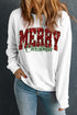 Festive Sequin Graphic Crew Neck Holiday Sweatshirt
