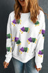 Festive Sequin Mask Graphic Pullover Sweatshirt