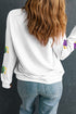 Festive Sequin Mask Graphic Pullover Sweatshirt