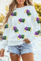 Festive Sequin Mask Graphic Pullover Sweatshirt