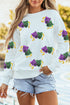 Festive Sequin Mask Graphic Pullover Sweatshirt