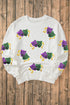 Festive Sequin Mask Graphic Pullover Sweatshirt