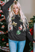 Festive Sequin Patch Corded Knit Holiday Sweatshirt
