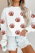 Festive Sequin Pumpkin Bow Embellished All Over Print Sweatshirt