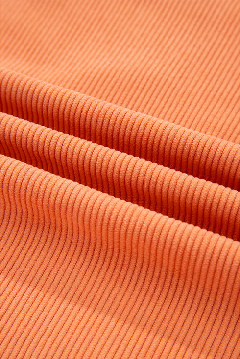 Festive Sequin Pumpkin Patch Corduroy Crew Neck Pullover
